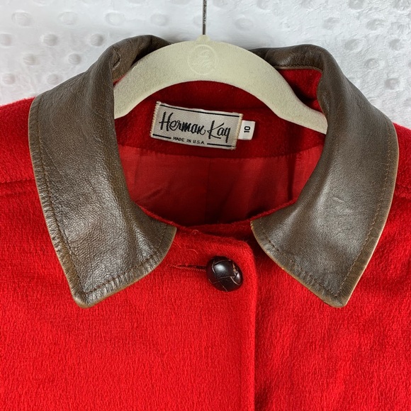 VINTAGE HERMAN KAY Coat Long Red Wool - Picture 4 of 8